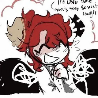 🧷 ac72072b Scarlet The ONE time Arria's seen Scarlet laugh- 漫画, アニメ, 笑い, 友情, 赤い髪 telegram sticker