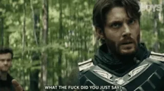 👀 c09c34ea Soldier Boy The Boys WHAT THE FUCK DID YOU JUST SAY? Soldier Boy, The Boys, palabrota, serie tv, villano, militar, ofensivo telegram sticker