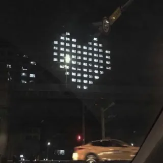 🤍 058990f1 cuore, edificio, città, notte, amore, architettura telegram sticker