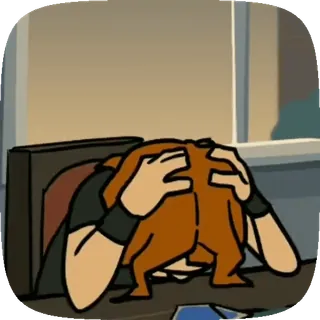 🐱 e5bfe573 frustrasi, kesal, stres, menutup wajah, kartun, sedih telegram sticker