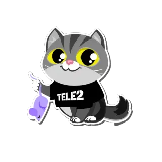 😋 2bd3b2e4 TELE2 猫, 老鼠, 卡通, Tele2, 动物 telegram sticker