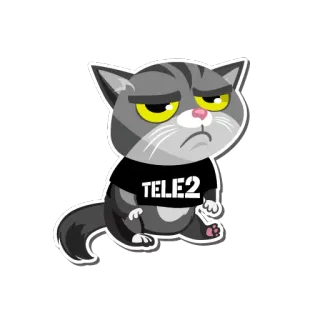 😟 5f32e0ee TELE2 猫, 动物, Tele2, 贴纸, 卡通 telegram sticker