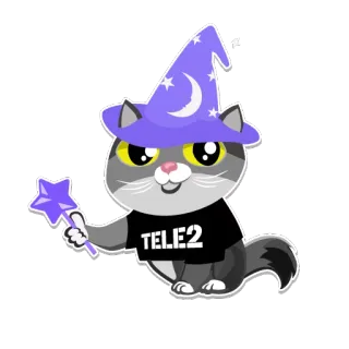 🔮 be0c0d2d TELE2 猫, 巫师, Tele2, 魔法, 动物 telegram sticker