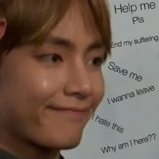 😑 46bb2d0a Help me
Pls
End my suffering
Save me
I wanna leave
I hate this
Why am I here?? Meme, Desespero, Sofrimento, Ajuda, Triste, Frustração, Solidão telegram sticker