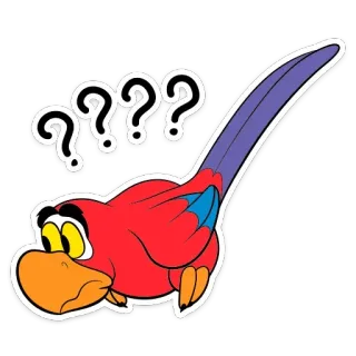 ❓ 93c675fb Iago Aladdin burung beo, disney, kartun, pertanyaan, iago, aladdin telegram sticker