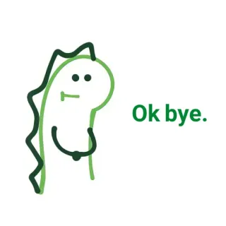 ✨ f2357aa4 Ok bye. dinosaure, dessin animé, vert, au revoir, ok au revoir telegram sticker