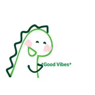 ✨ f6971ded Good Vibes dinosaure, mignon, ondes positives, vert, dessin animé telegram sticker