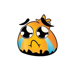 😢 07f5d366 sedih, menangis, oranye, air mata, kartun, emoji, melon whatsapp sticker