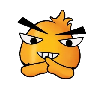 😈 2fd266b6 karakter oranye, jahat, kartun, maskot, seringai whatsapp sticker