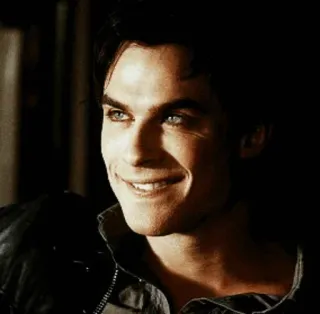 🖤 911ab576 Damon Salvatore The Vampire Diaries vampier, bovennatuurlijk, glimlachend, Ian Somerhalder, donker telegram sticker