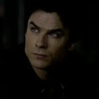 🖤 91374858 Damon Salvatore The Vampire Diaries vampier, donker, portret, man, tv serie telegram sticker