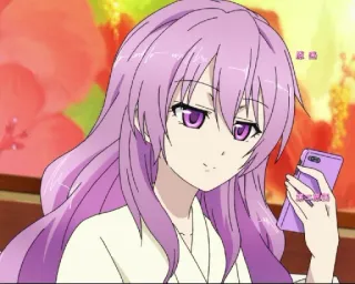 ☺️ 03cb6148 Anime, Meisje, Paars haar, Smartphone, Personage, Cartoon telegram sticker