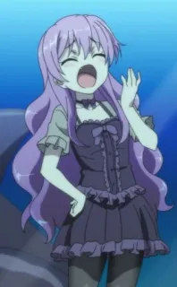 😴 37a7476c anime, paars haar, schattig, personage, illustratie, meisje, cartoon telegram sticker