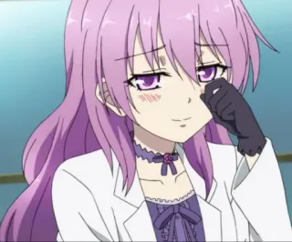 🤗 3daacc81 anime, meisje, paars haar, handschoenen, schattig, blozen telegram sticker