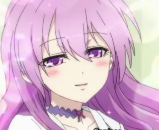 😍 674ddf95 Anime, Meisje, Paars haar, Karakter, Lachend telegram sticker