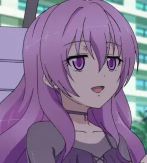 😝 8febfbbc Anime, Meisje, Paars haar, Choker, Cartoon, Personage, Vrouw telegram sticker