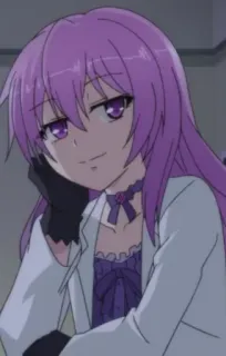 🤑 ac836996 anime, meisje, paars haar, zelfgenoegzaam, personage telegram sticker