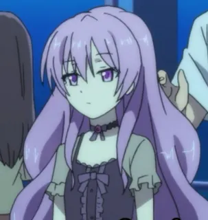 🙃 b5c309ad anime, meisje, lang haar, paars haar, serieus, choker, cartoon telegram sticker