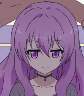 🍑 c5b665fc anime, meisje, paars haar, choker, schattig, cartoon telegram sticker