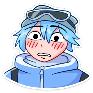 ☺️ 92035c0f anime, cartoon, character, sticker, cute, boy, blue hair telegram sticker