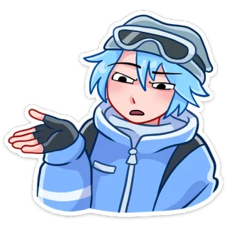 😦 d6152f4b anime, cartoon, winter, skiing, goggles, cute, character, sticker telegram sticker