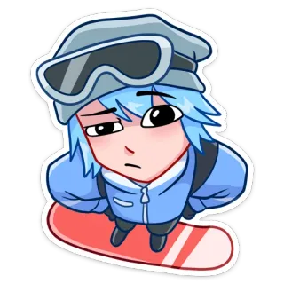 😕 ef6ee8a1 snowboarder, cartoon, snowboarding, winter sport, anime style, skier, snow, fun telegram sticker