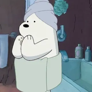 ❄️ aeefa9b6 Ice Bear We Bare Bears gấu, hoạt hình, khăn tắm, tắm, gấu trắng Bắc cực, We Bare Bears telegram sticker