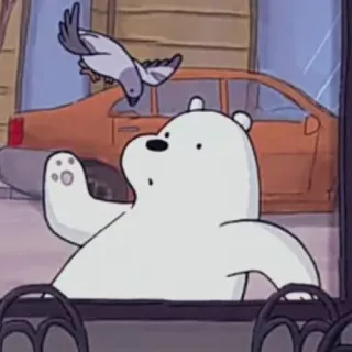 🐻‍❄️ 3eca7533 Ice Bear We Bare Bears 만화, 곰, 북극곰, 손 흔드는, 동물, 새 telegram sticker