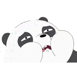 😷 2f22909f Panda We Bare Bears Kreskówka, Panda, Wyczerpany, Spocony, Śmieszny, Animowany telegram sticker
