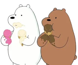 🥰 b5497e47 Ice Bear We Bare Bears Kreskówka, Niedźwiedzie, Lody, Jedzenie, Słodkie, Animacja telegram sticker