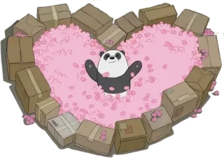 ❤️ d28e1024 Panda We Bare Bears panda, serce, miłość, pudełka, kreskówka telegram sticker