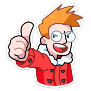 👍 030fe76d 卡通, 人物, 红发, 眼镜, 点赞, 积极, 赞同 telegram sticker