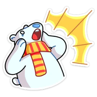 😱 e75bdfab 北极熊, 震惊, 围巾, 卡通, 贴纸, 可爱, 表情 telegram sticker