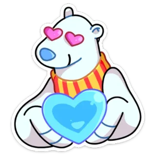 😍 e9bf2e4e 北极熊, 心, 爱, 喜爱, 卡通, 贴纸 telegram sticker