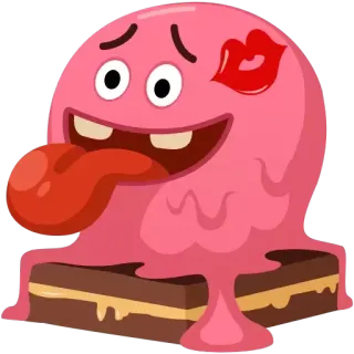 💋 2ee087dd bánh, quái vật, thức ăn, món tráng miệng, phim hoạt hình, màu hồng, nụ hôn telegram sticker