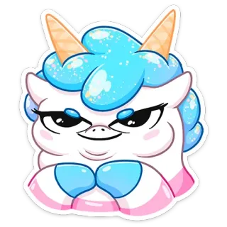 😈 840f2225 единорог, мультфильм, животное, милый, стикер, мороженое telegram sticker