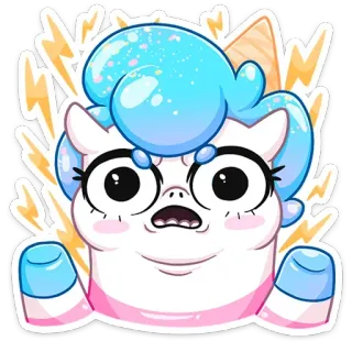 😡 bdbf37d0 мультфильм, единорог, наклейка, иллюстрация, смешной, милый telegram sticker