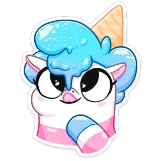 😋 d0c6bcbe стикер, мультфильм, единорог, мороженое, милый, каваи telegram sticker