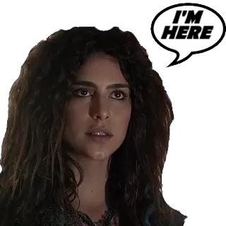 🙋 07da4f38 I'M HERE wanita, orang, ekspresi, kutipan whatsapp sticker