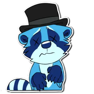 😵 17853259 raccoon, cartoon, animal, top hat, sad, dead whatsapp sticker