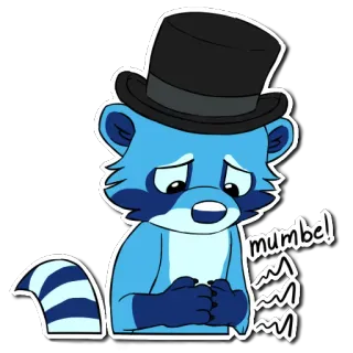🍽 b0042250 mumble! cartoon, animal, raccoon, hat, mumble, sad, blue whatsapp sticker