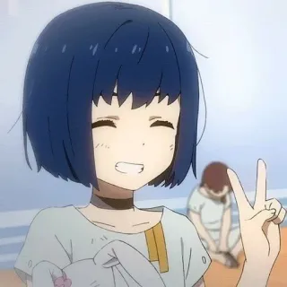 🫐 c2859c11 anime, girl, peace sign, cute, cartoon, character, smiling telegram sticker