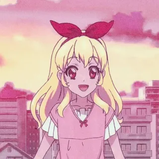 🍓 431d9213 アニメ, 女の子, 可愛い, 漫画, ピンク, リボン, ブロンド telegram sticker