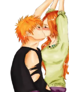 💋 64c84b5e beijo, romance, anime, afeição, amor, casal telegram sticker