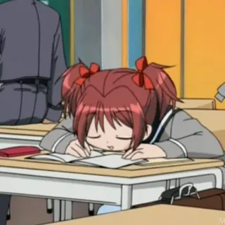 🍓 91cba526 อนิเมะ, นอนหลับ, โรงเรียน, ห้องเรียน, โต๊ะ telegram sticker
