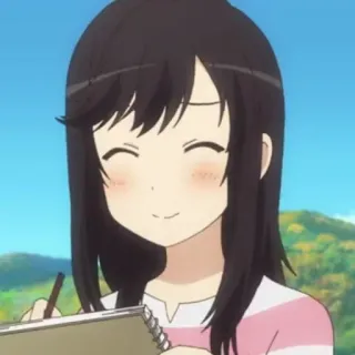 🌈 6f483022 animé, fille, dessin, carnet de croquis, mignon, joyeux telegram sticker