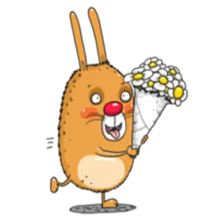 💐 583603e4 coelho, coelhinho, flores, buquê, desenho animado, animal, fofo telegram sticker