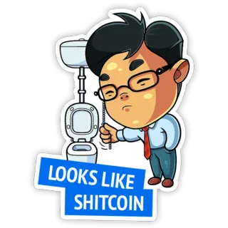 🚽 2fbe7cd3 LOOKS LIKE SHITCOIN 화장실, 암호화폐, 잡코인, 유머, 밈, 만화 telegram sticker