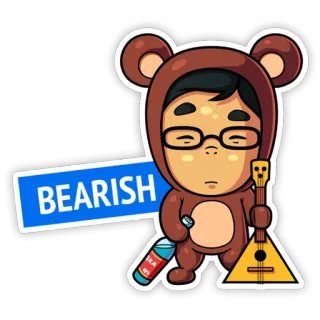 🐻 4792a2cf BEARISH 곰, 코스튬, 발랄라이카, 보드카, 우울한, 스티커 telegram sticker