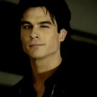 🦇 d8f85673 Damon Salvatore The Vampire Diaries wampir, serial telewizyjny, nadprzyrodzone, mrugnięcie, przystojny, aktor telegram sticker